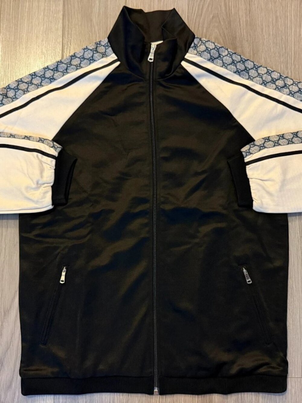 Gucci Oversize Technical Jersey Jacket black ivory sz XXS XS S
